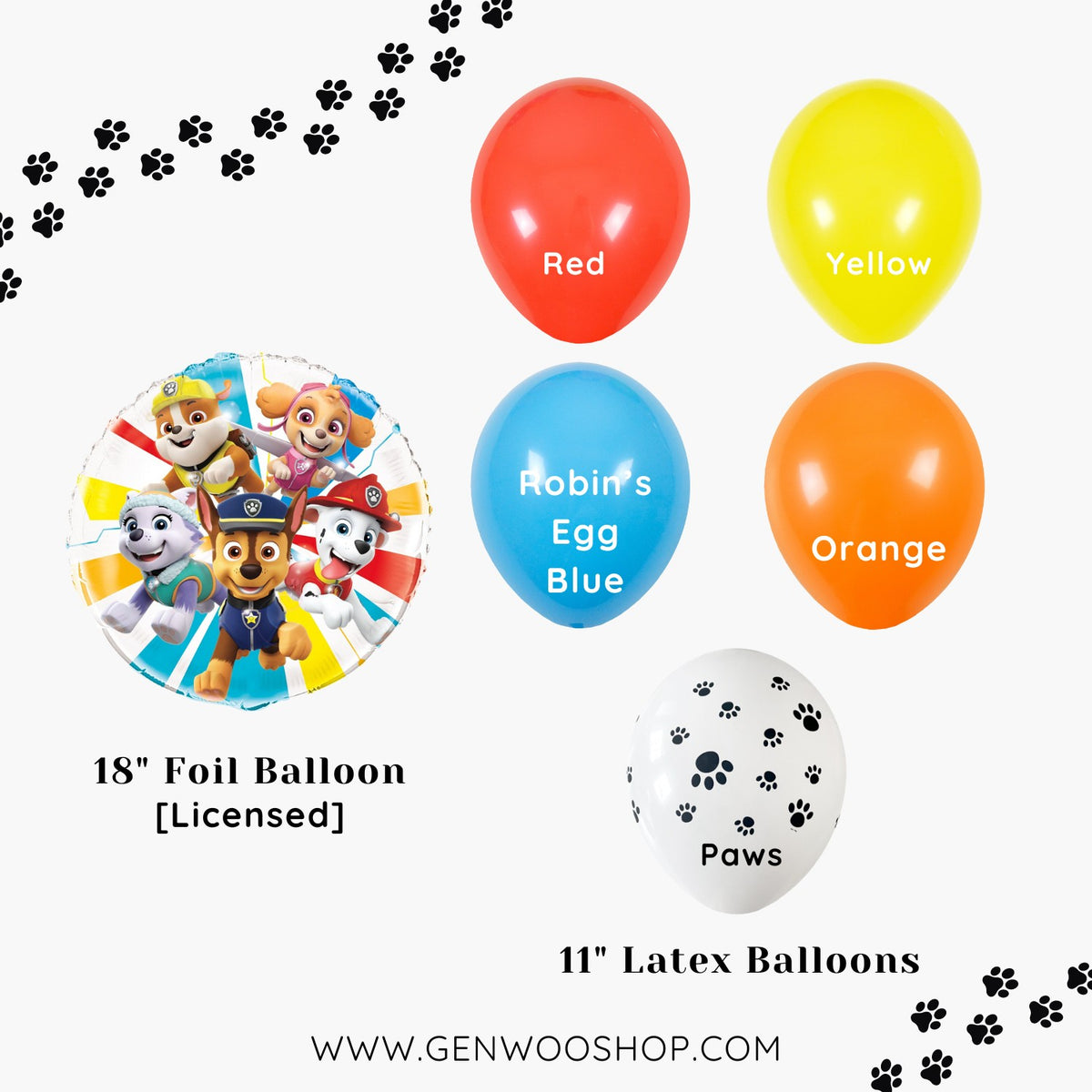 Latex Balloon Bouquet with Licensed Paw Patrol Foil Balloon - Kids Dog Cartoon Movie Theme Birthday Party Decorations