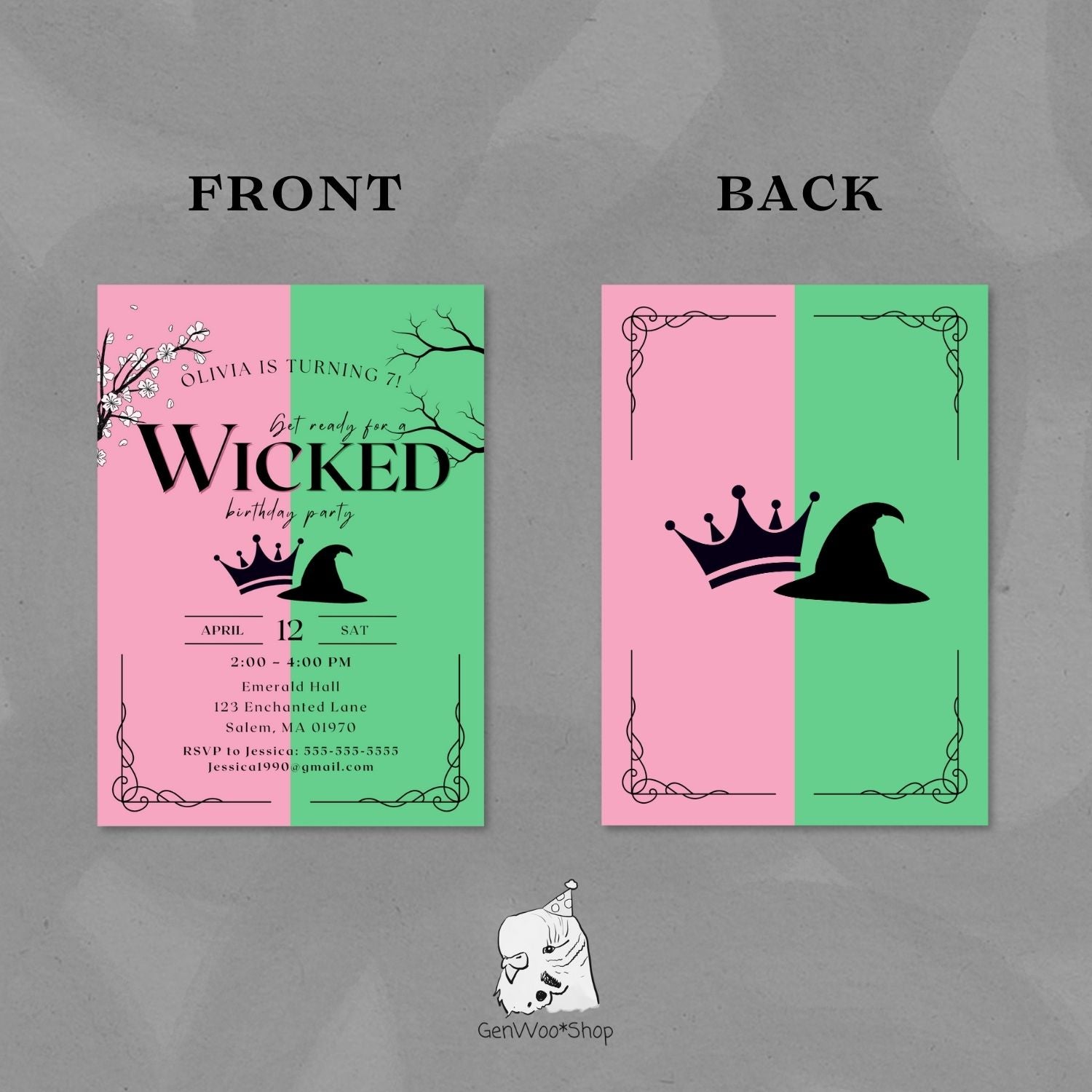 Editable Wicked Birthday Party Invitation Canva Template