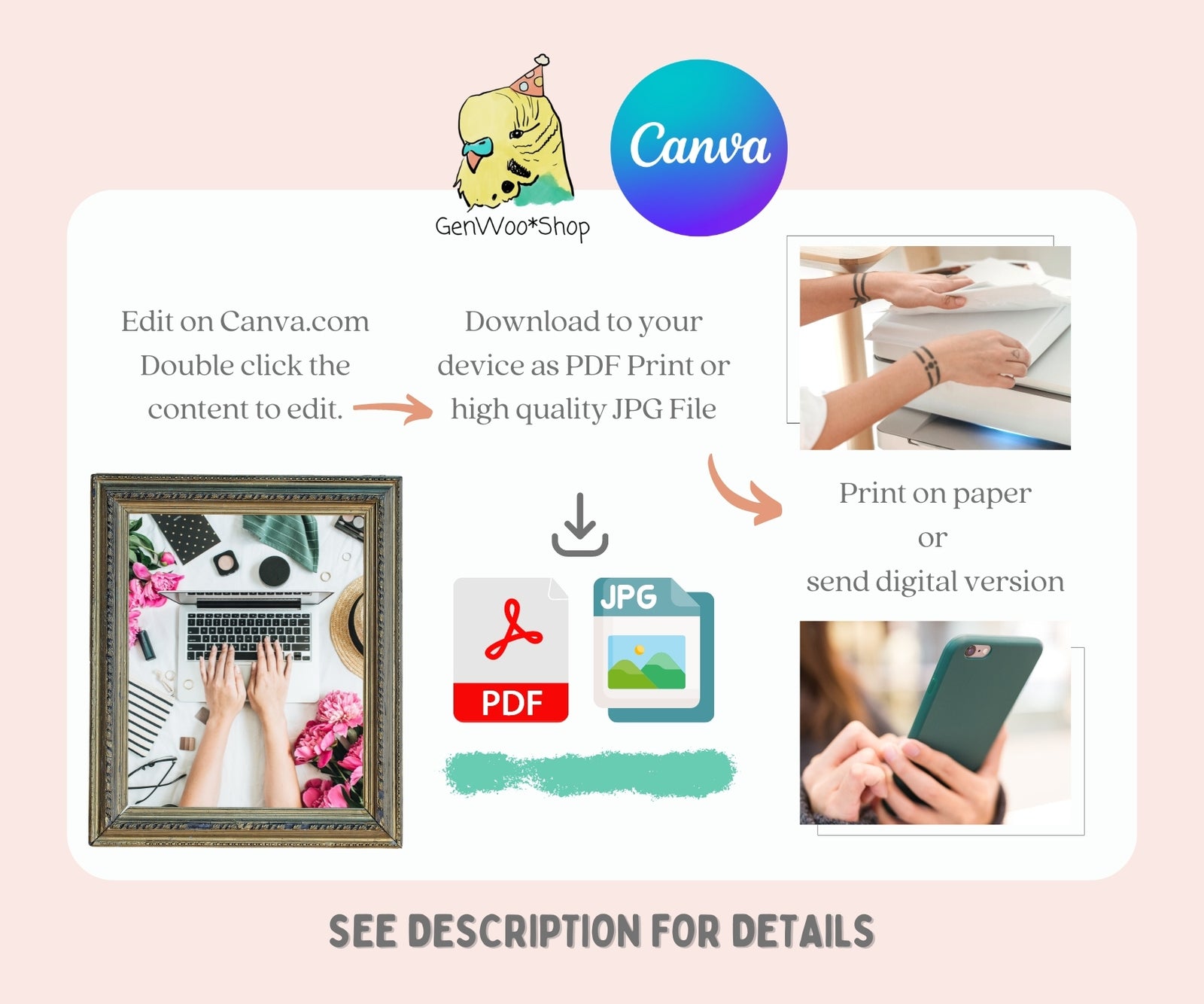 Editable Digital Watercolor Rainbow Birthday Party Invitation Canva Template