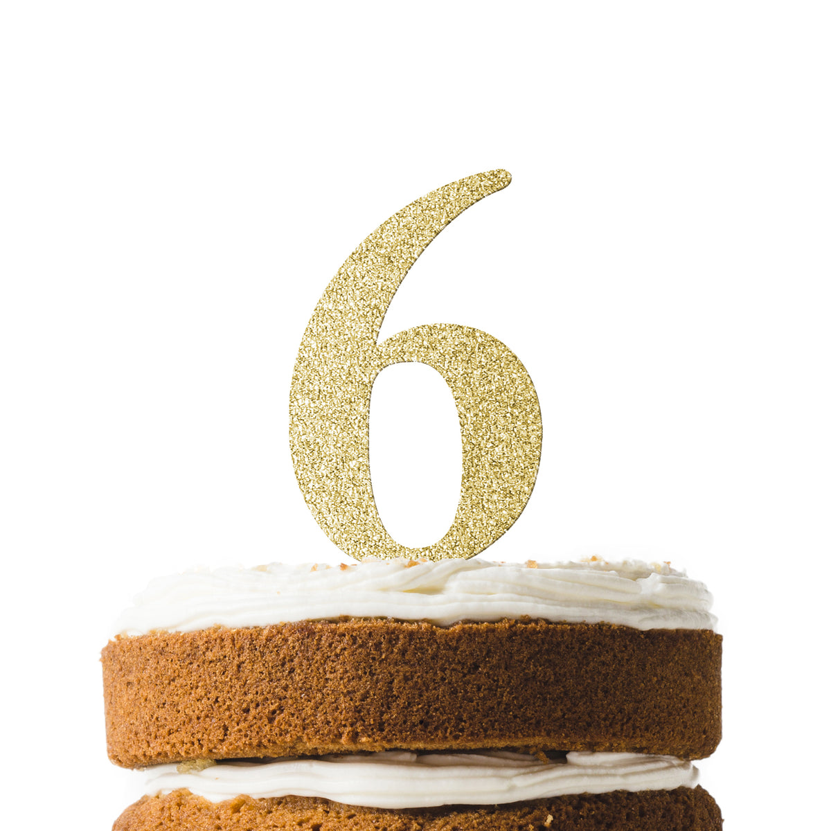 Gold Glitter Number 6 Cake Topper - Sixth Birthday Party Decorations ...